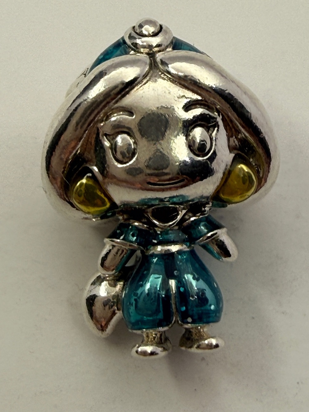 Pandora Disney Jasmine Charm Aladdin Princess Teal Enamel 925 ALE